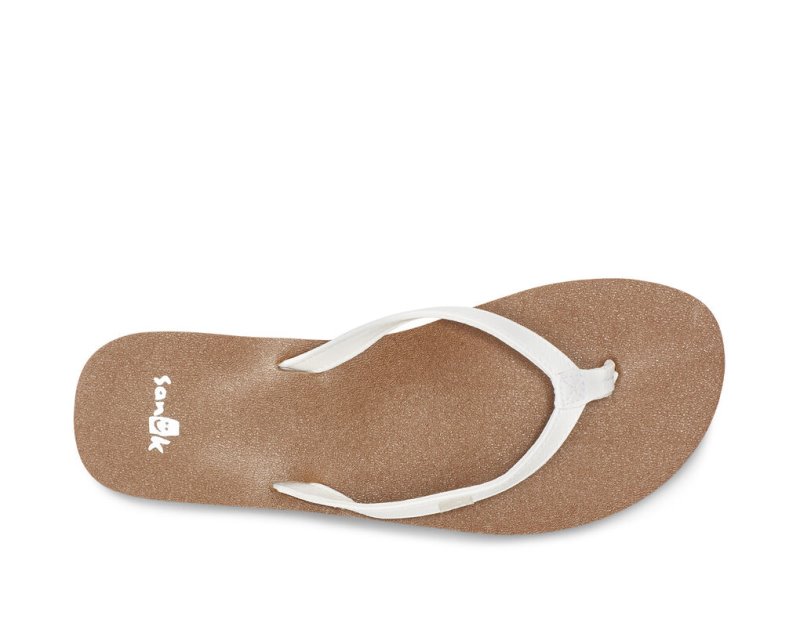 Sanuk Yoga Joy Women's Flip Flops White / Brown | Canada 64QMA